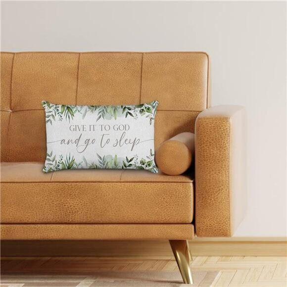 Give It to God and Go to Sleep Pillow Cover 12x20 Eucalyptus Christian Home Deco - Picture 4 of 5